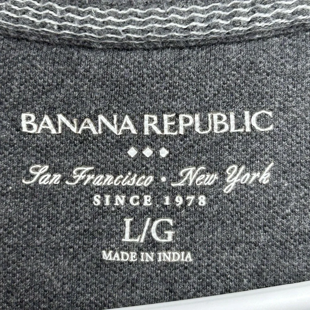 Banana Republic Short Sleeve Polo Shirt Large Gray Preppy 100% Cotton